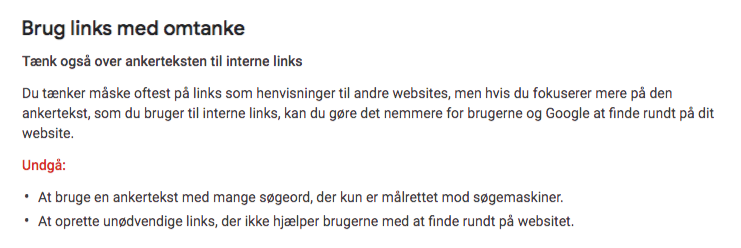 Ankertekst i interne links