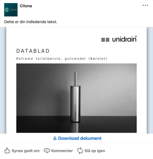 Dokumentannonce på LinkedIn