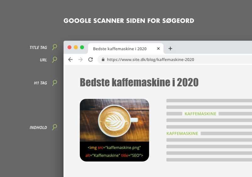 Google scanner websiden for søgeord