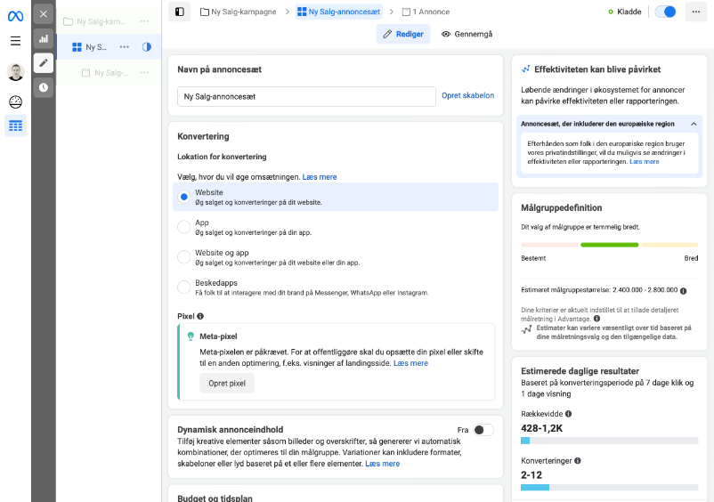 Konvertering i Meta annoncekonto