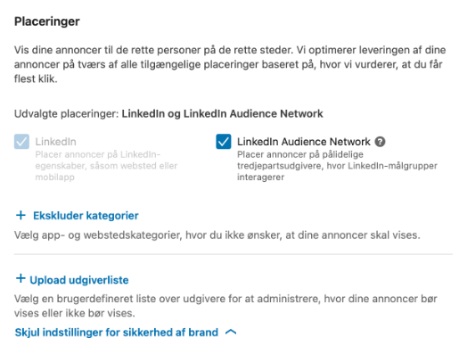 Placeringer på LinkedIn