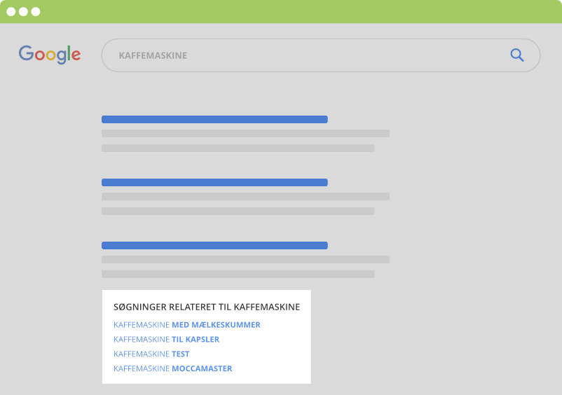 Relateret søgninger i Google SERP - LSI søgeord