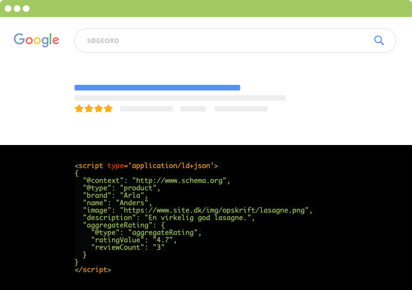 Rich Snippet i Google SERP igennem strukturerede data (JSON)