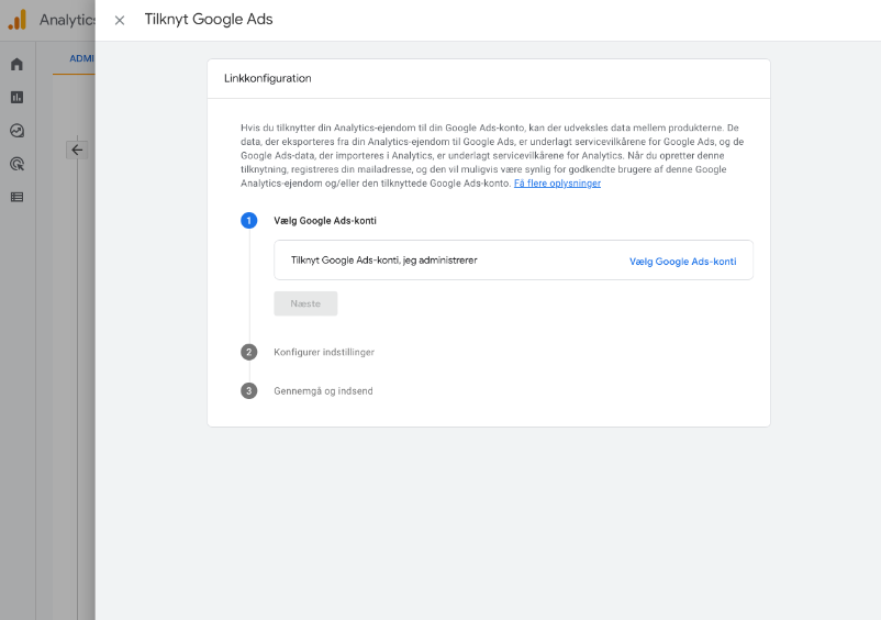 Tilknyt Google Ads konto i Google Analytics 4